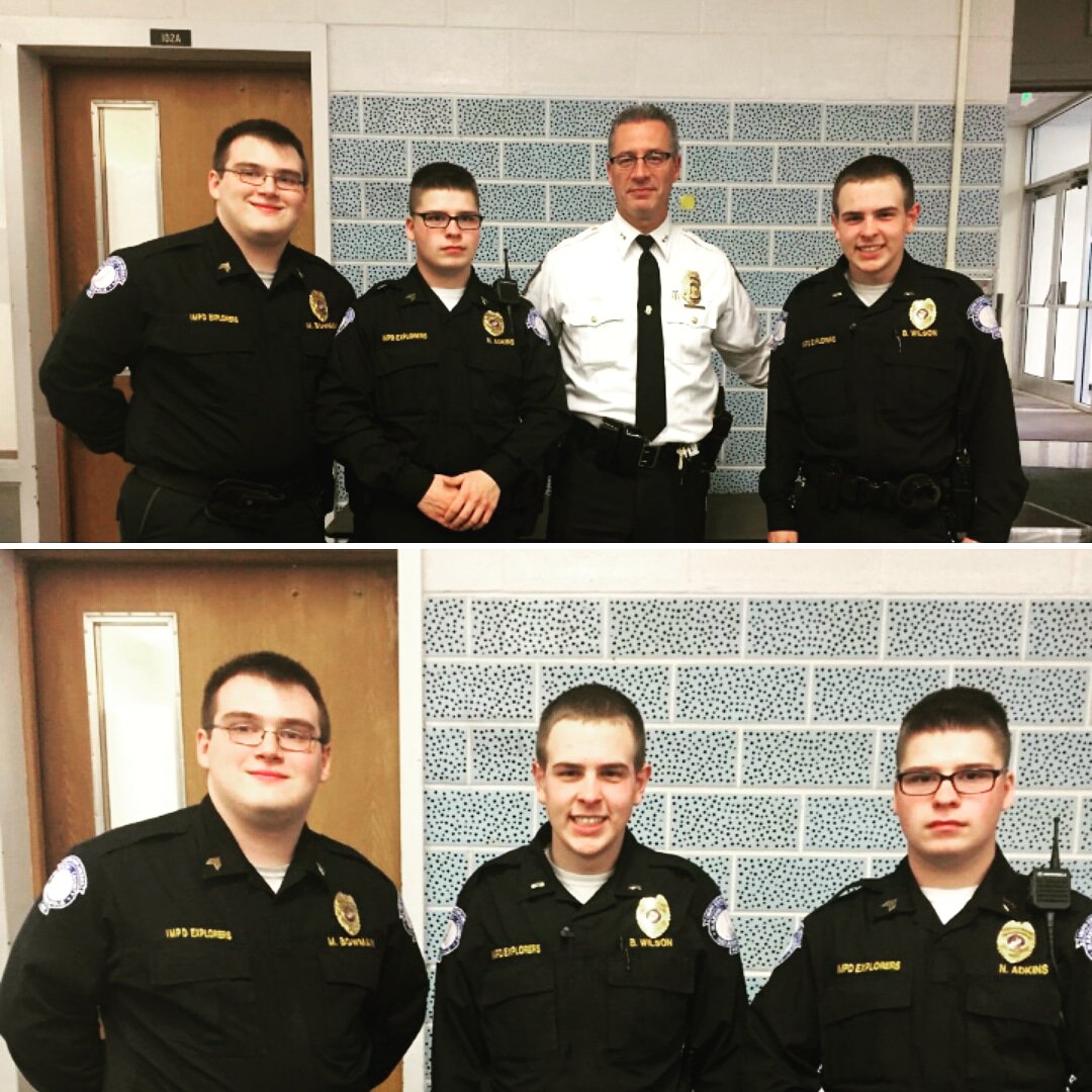 IMPDExplorers's tweet image. Congrats to the IMPD Explorers who got promoted last night. The three faces here are the new set of supervisors for the explorer post.
