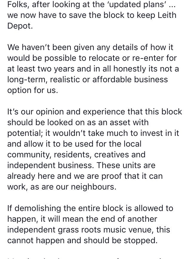 leithdepot's tweet photo. @leithdepot #saveleithwalk #savelivemusic #savelocalbusiness #incorporate #invest #independentbusiness #leith #community #Edinburgh https://t.co/XB5PiLa5bO