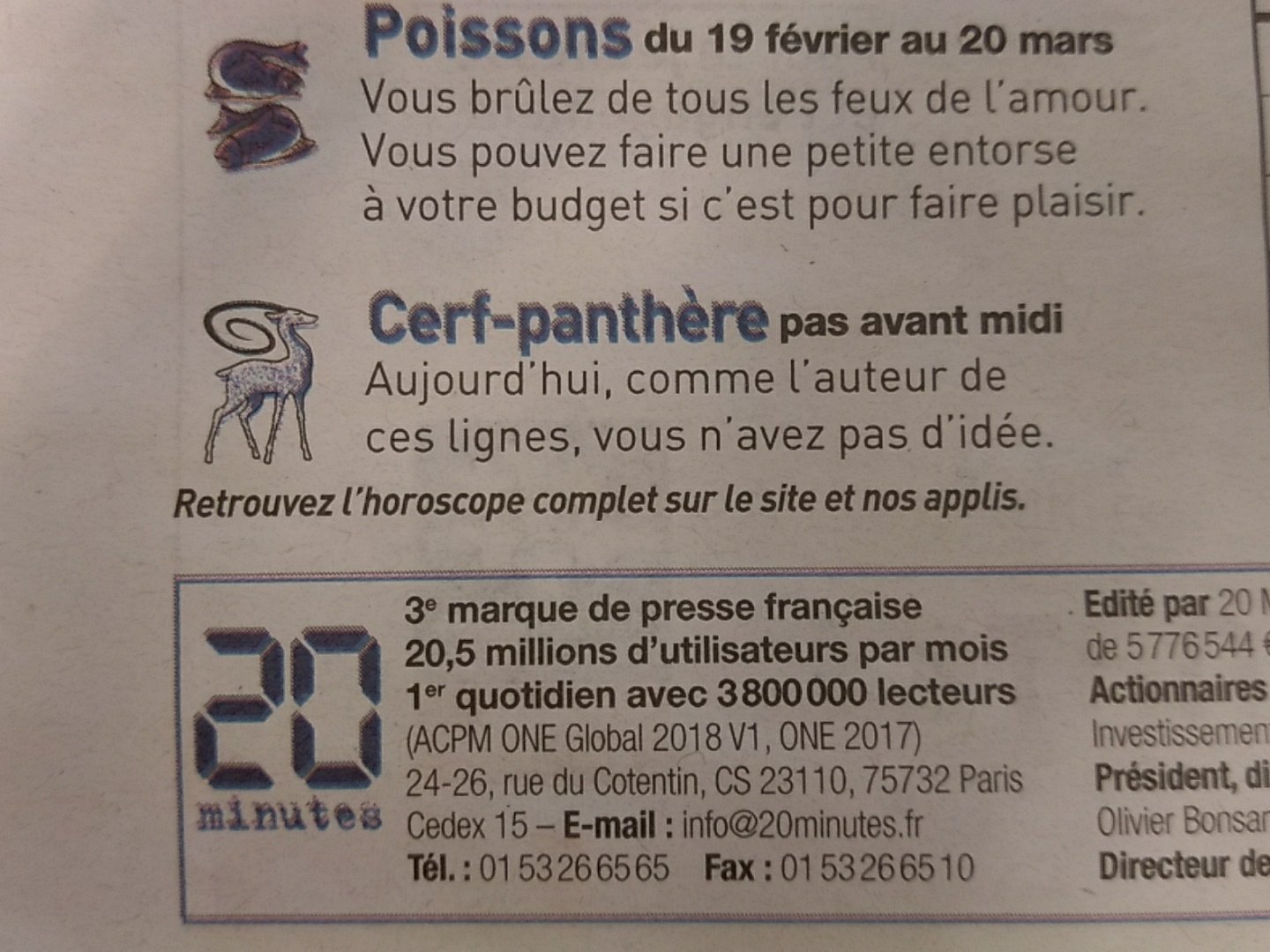Ana Twitterren Ca Fait Plusieurs Jours Que Je Vois Le Signe Cerf Panthere Sur Minutes Toujours Avec Un Horoscope Chelou Au Debut Je Pensais A Une Blague Mais Maintenant Je Doute Pourquoi