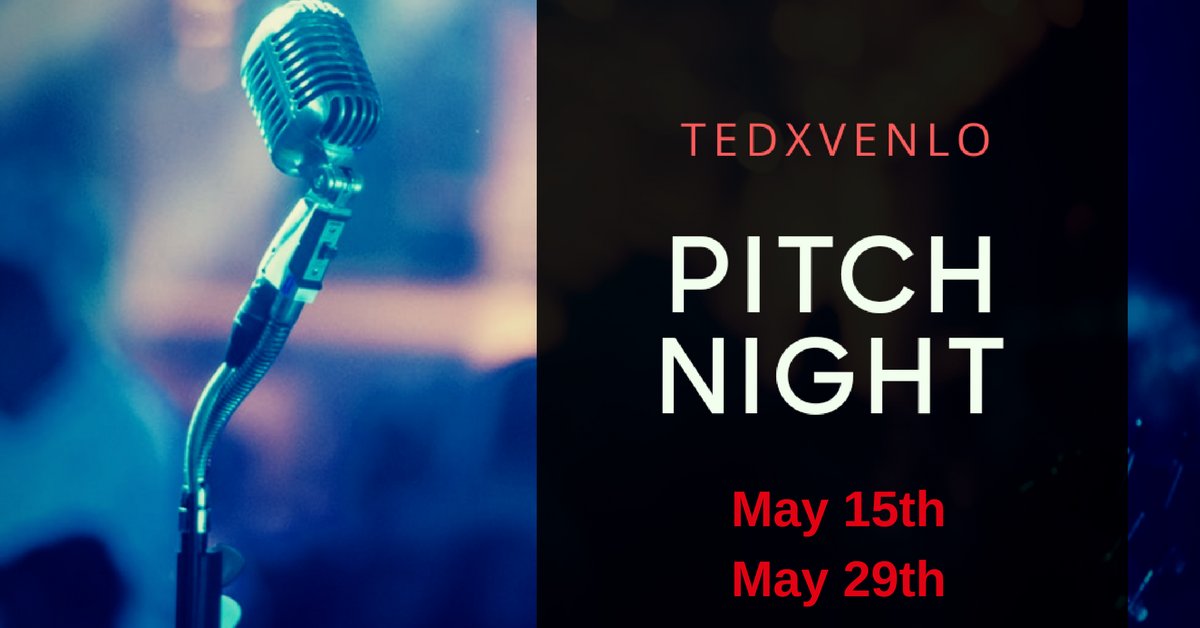 Want to state your case? TEDxVenlo is hosting 2 pitch nights. You can apply until May 10th. Do we see you at the 15th or 29th? #tedxvenlo #pitch bit.ly/2jlCqOc