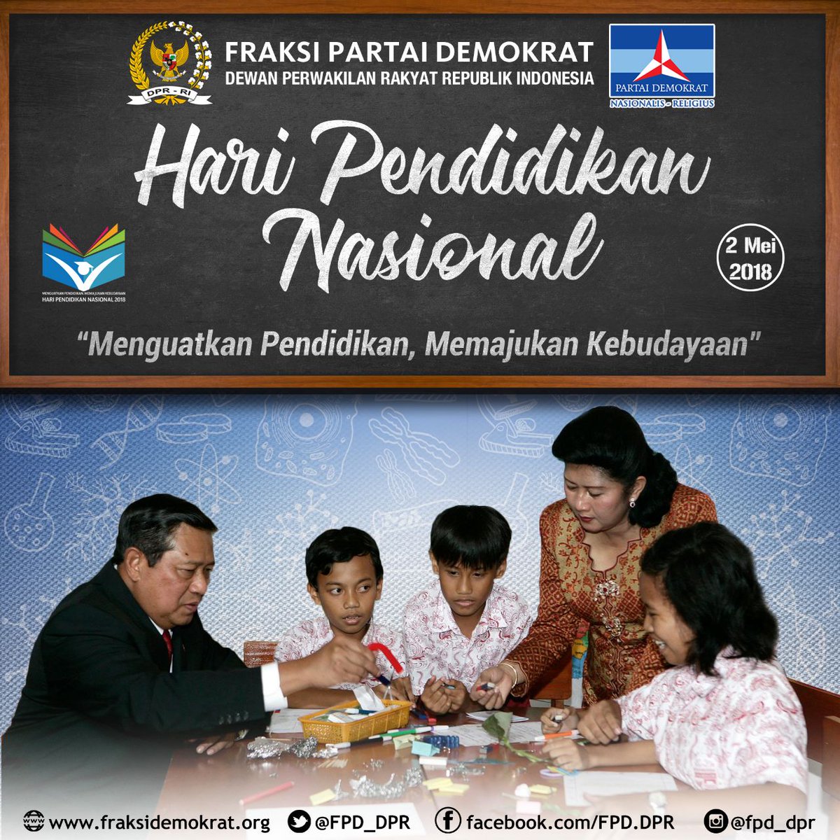 Sahabat_Rudi's tweet image. Pada #Hardiknas2018 ini, mari kita kuatkan pendidikan serta memajukan kebudayaan demi indonesia yang lebih baik -RudiKadarisman-
#DemokratS14P @SBYudhoyono @AgusYudhoyono @PDemokrat @iSuryanagara20 @JaneSha_111 @hincapandjaitan @FPD_DPR @BirumemBiru @info_depok @depoknews