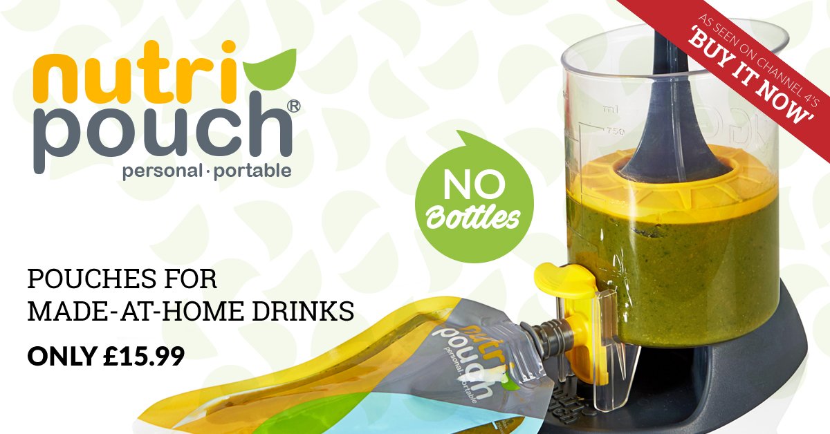 JML_Direct's tweet photo. As seen on yesterday's episode of @BuyItNowC4  - @Nutripouch is the perfect way to make and take your own home-made energy drinks, shakes and smoothies with you wherever you want them. https://t.co/DtWb97lX55 https://t.co/vTYJh68R28