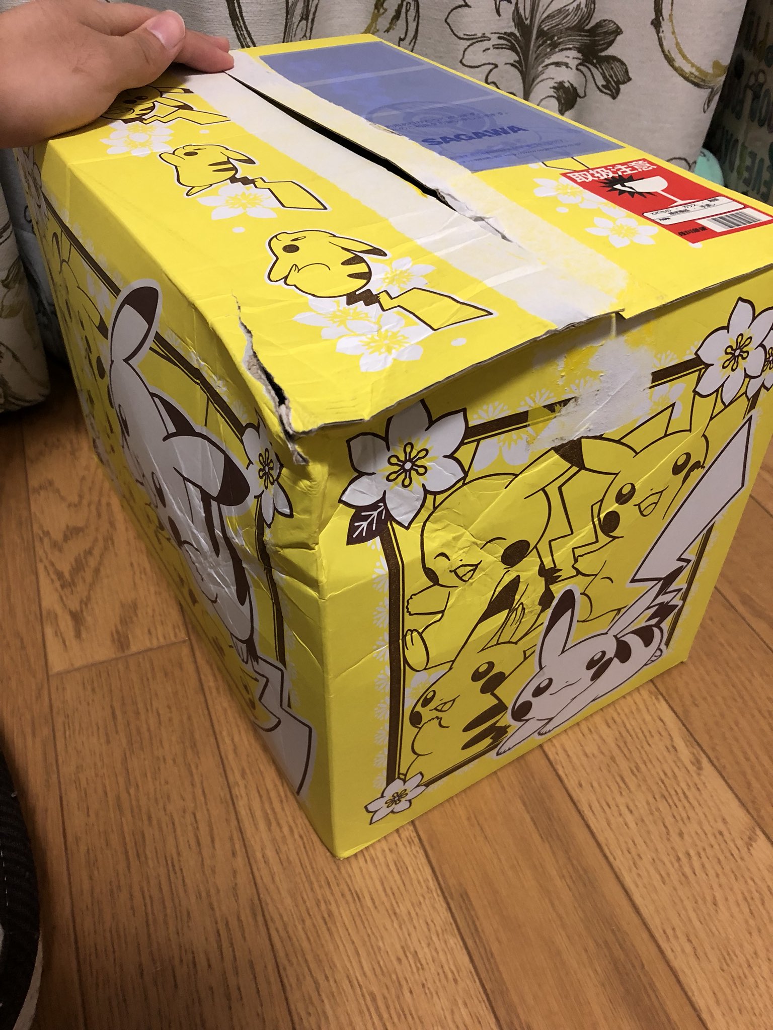 ぞの 子供の誕生日プレゼントにポケモンセンターでぬいぐるみ買ったんだけど 周年記念配送箱がボロボロになって配送された そりゃ中身は無事だけど取り扱い注意マークあるのにこれって T Co Augqrfzvlm Twitter