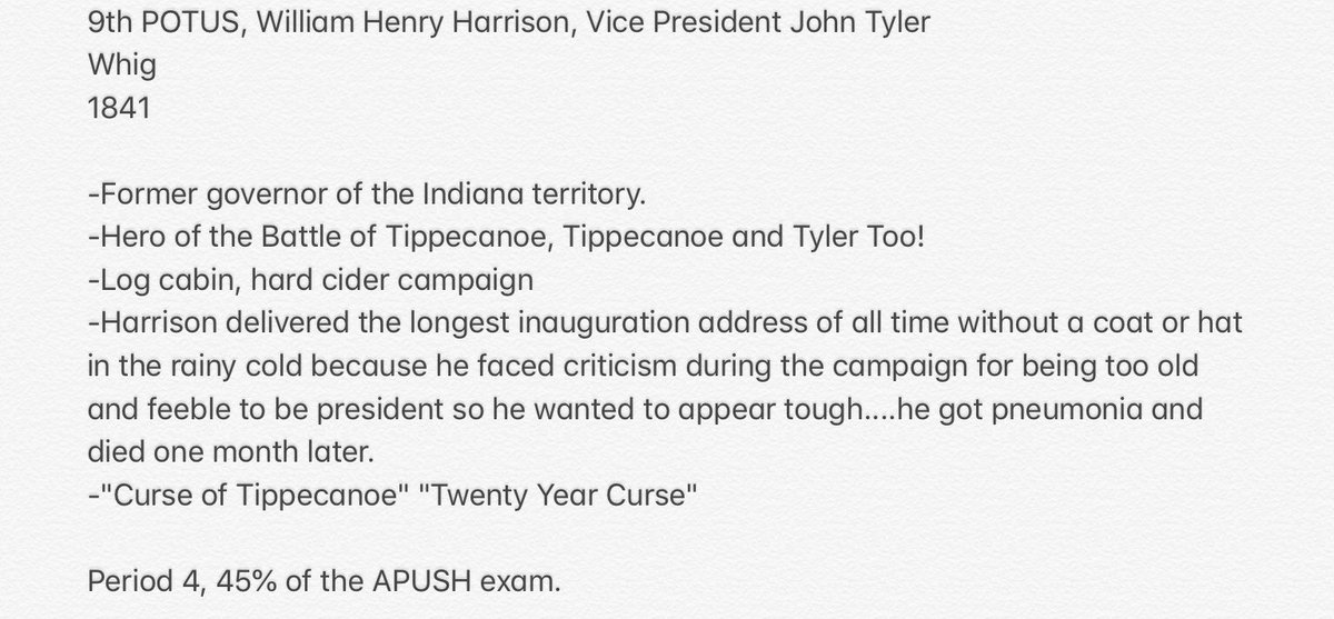 ChaseCatoRVHS's tweet photo. 9 days from the APUSH exam, #APUSHPresidentialCountdown President William Harrison. #POTUSProfiles #APUSH9 https://t.co/hhqEd53szB