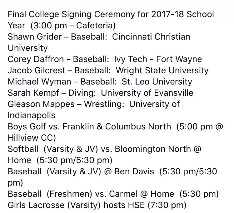CGSportsNetwork's tweet photo. Today’s CGHS Sports Schedule: https://t.co/jiXeRP6kjW