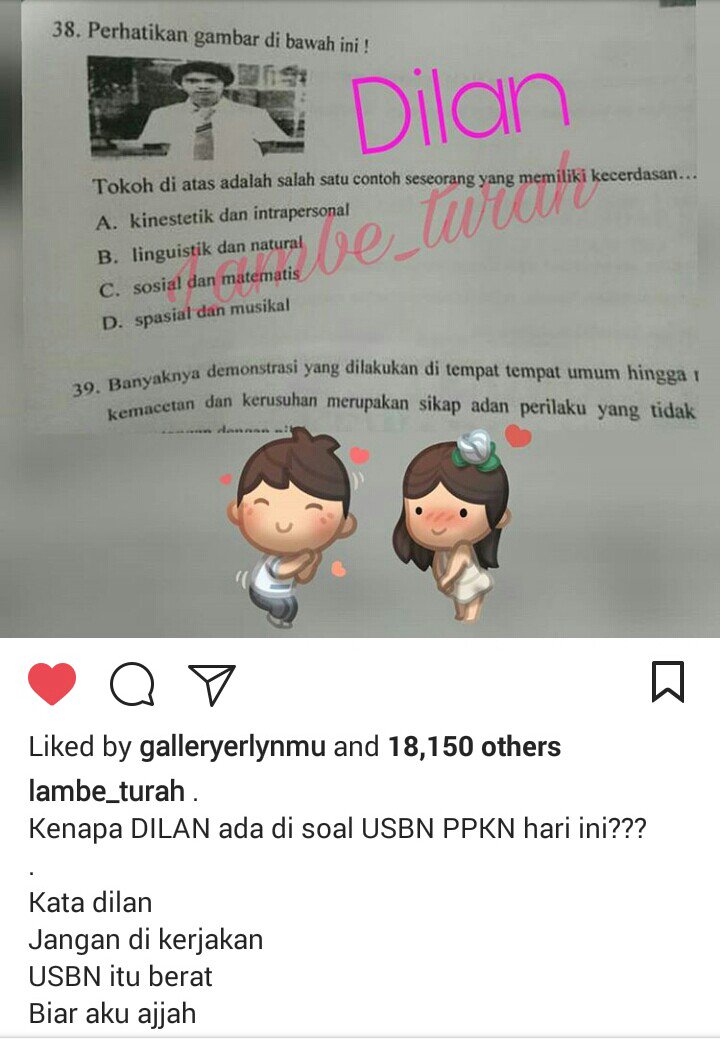baalebasalki's tweet photo. Pliisssssssssss 😂😂 pada jawab apa gengs 😂 #Dilan1990 #USBNPPKN https://t.co/k3bRdhwqmk