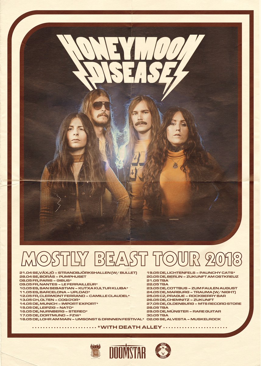 HOLD ON TIGHT PEOPLE! Only 1 week left before we hit the road through Europe!
Tickets &amp; info: honeymoondisease.com/tour/