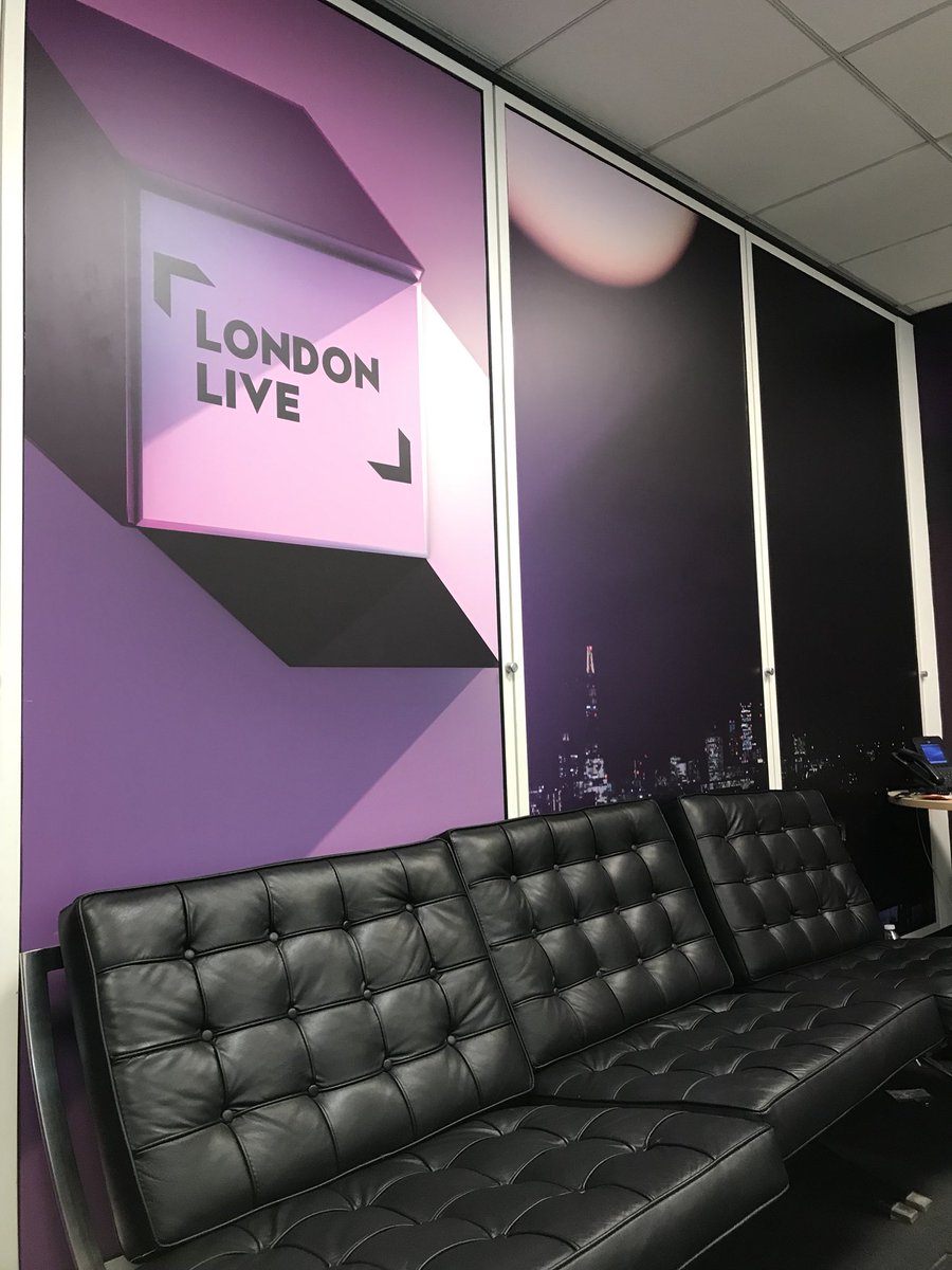 paul_catherall's tweet photo. Lurking at @LondonLive HQ waiting to be interviewed by @lukeblackall for the #LondonGo Friday night arts show. Here’s hoping I make some sort of sense! #futurespast #linocuts https://t.co/KDfCkwhww6