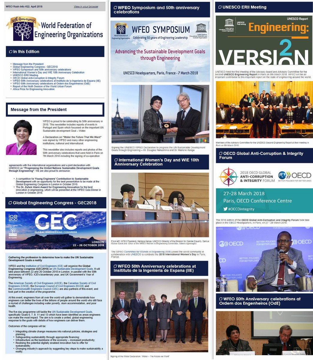 wfeo's tweet photo. WFEO Flash Info 22 - April 2018: https://t.co/KKf7uMHWVu
Get informed of the #Engineering news from around the world
#WFEO50 #Eng4SDGs #Engineers4SDGs #Engineer #Engineers #WFEOEng4SDG #globalgoals #sdgs https://t.co/PtfBFC3qXL