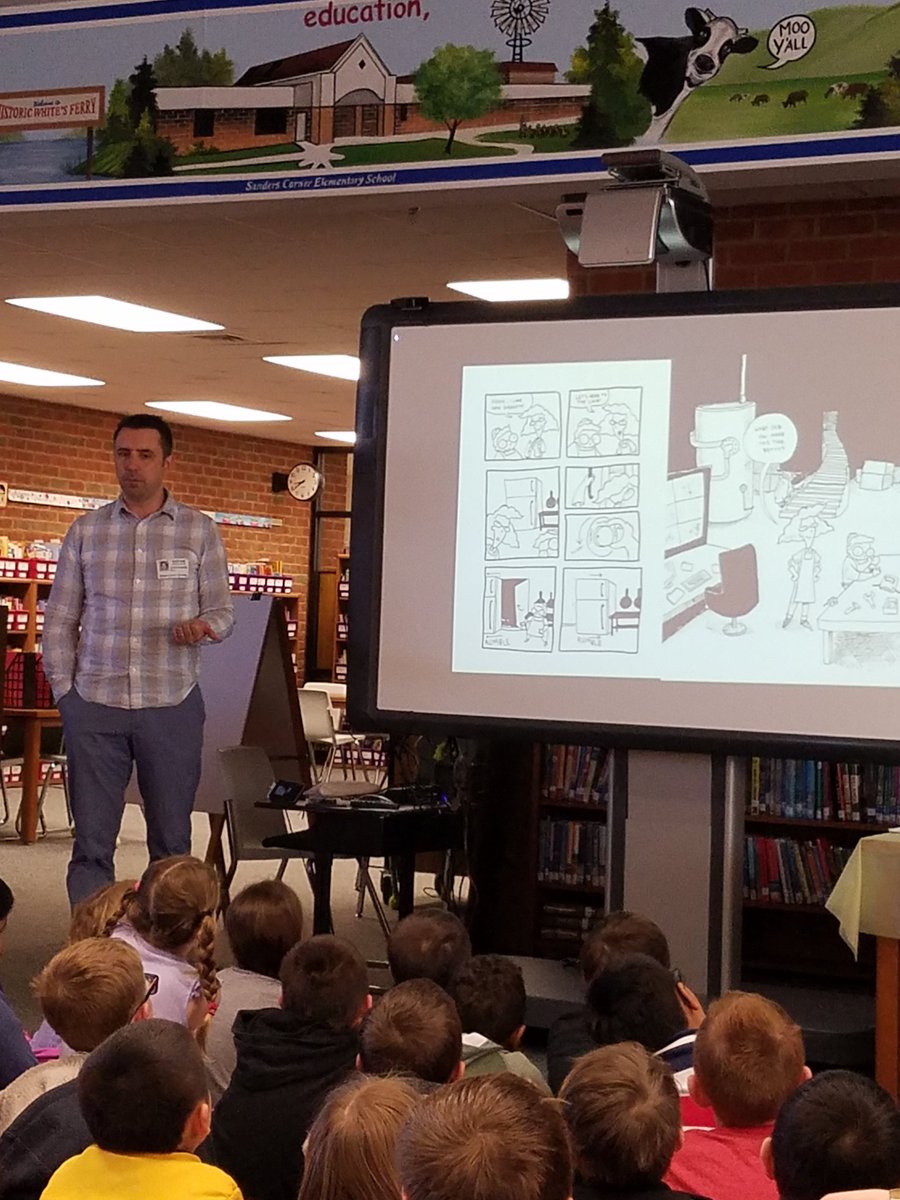 PrincipalSCES's tweet photo. Sanders Corner welcomes Jarrett Krosoczka! #lcps18 #SCES18 https://t.co/sEwnPXCl8L