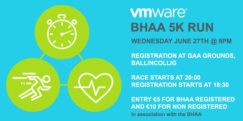 VMwareIreland's tweet photo. It's that time of year again! @vmwarecork are gearing up for our annual #VMware5k in association with the @CorkBhaa Mark your calendars for June 27th! https://t.co/u7FOJIFVE0