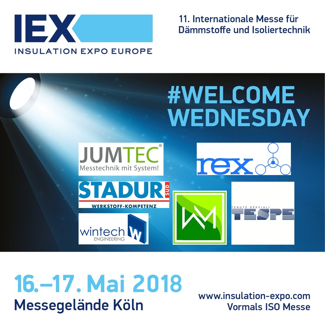IEXEU's tweet photo. Also at the IEX show 2018 are the exhibitors JUMTEC GMBH &amp; CO. KG, Rex Industrie-Produkte, Stadur-Süd, TESPE SRL , Wang Messtechnik and Wintech Engineering.
The IEX Team and the exhibitors will gladly welcome you!
#welcomewednesday #IEXEU #insulation #expo https://t.co/986pBIesW9