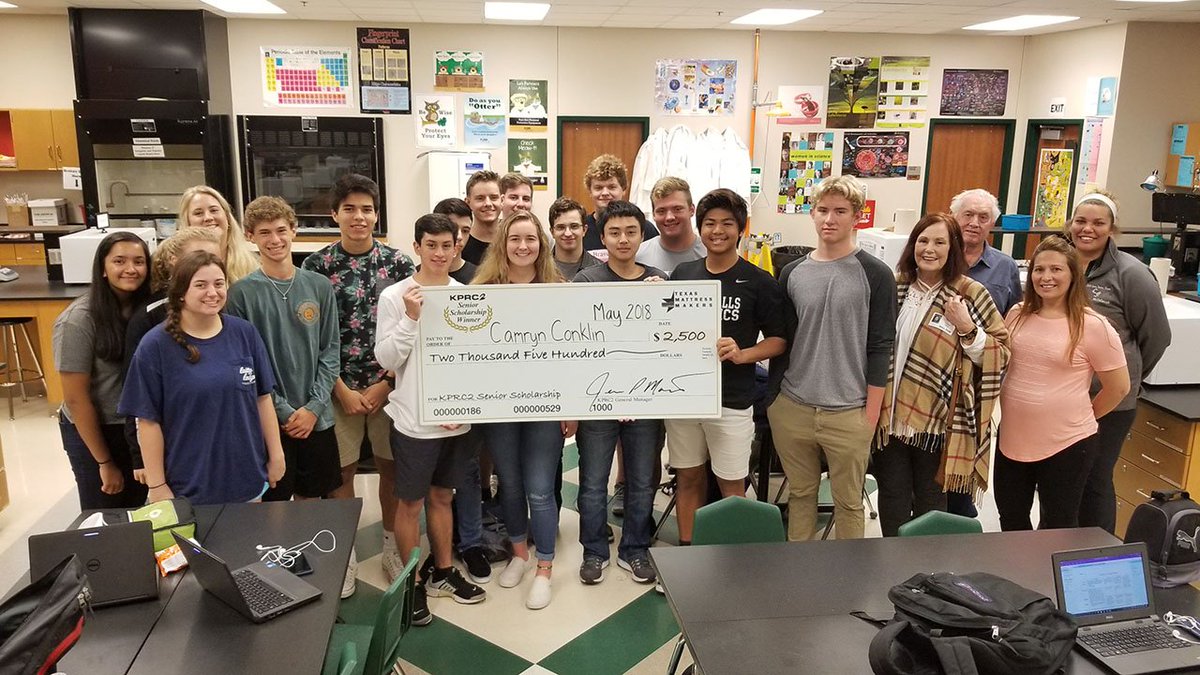 KPRC2's tweet photo. Shout congratulations to @ClearCreekISD student Camryn Conklin! She's this week's #KPRC2 @MattressMakers Senior Scholarship winner. Watch @KPRC2Owen deliver the surprise --> https://t.co/O2zzbOpdQR https://t.co/4BXDlDgLtY