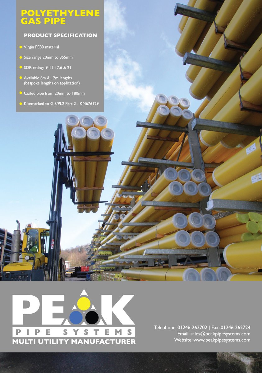 PeakPipeSystems's tweet image. gas pipe GIS &amp;amp; EN specification 20mm to 355mm solid and co extruded @ peak pipe Systems , Chesterfield S41 9PZ enquire today #gaspipe #GIS #EN #coils #sticks #civils #utilities
