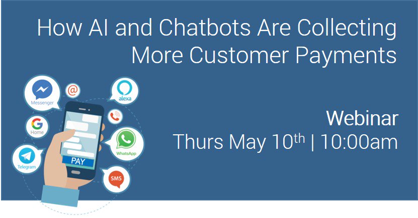 webioHQ's tweet photo. Want to learn more about how #AI and #Chatbots are helping to collect more customer payments? Join our webinar May 10th at 10am     https://t.co/3LzXYxneku
#debtcollections #credit #billing #accountsreceivable #retail #cctr #contactcentre #payments https://t.co/DNXeJ0Cyxq