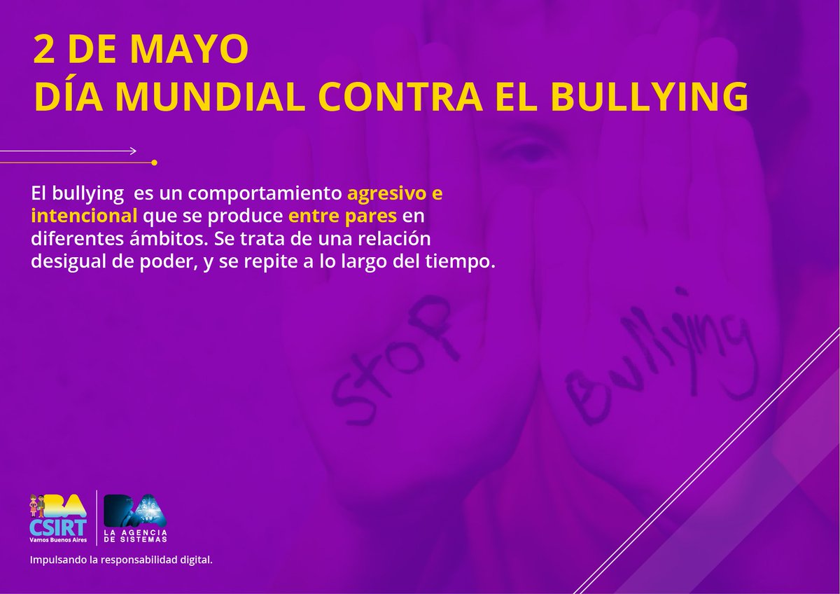 BACSIRT's tweet image. #EfeméridesBACSIRT Cuando el bullying se da a través de algún medio digital, se lo conoce como ciberbullying. Recordemos que nuestras acciones online impactan también fuera de Internet. Pensemos antes de hacer click. Leé nuestro boletín sobre el tema: ow.ly/QPac30jDwL3