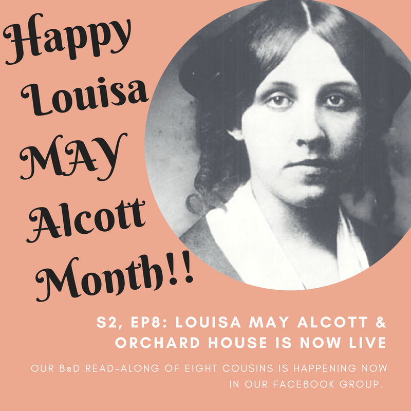 BonnetsAtDawn's tweet photo. Hey, hey, we're kicking off our Louisa MAY Alcott month with an interview with Jan Turnquist from @LouisaMayAlcott Orchard House! Stream/download now on iTunes, SoundCloud, Stitcher or Google Play. #TeamAlcott, #LittleWomen, #literaturepodcasts https://t.co/1fmaVG2KD7