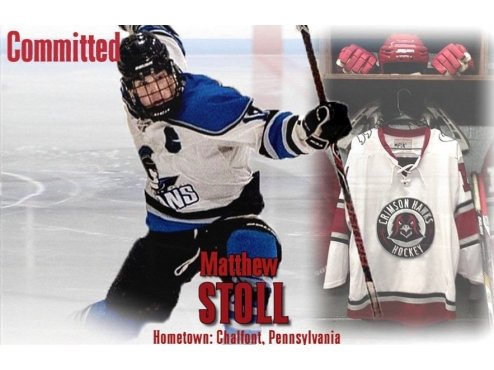IUPIceHockey's tweet photo. Please welcome 2018-19 commit Matt Stoll to the Crimson Hawks! @CBSouthHS @TheSHSHL @WildcatsIceHock #TalonsUp https://t.co/nlgUWeY3Ds https://t.co/YiyxRPRwlL