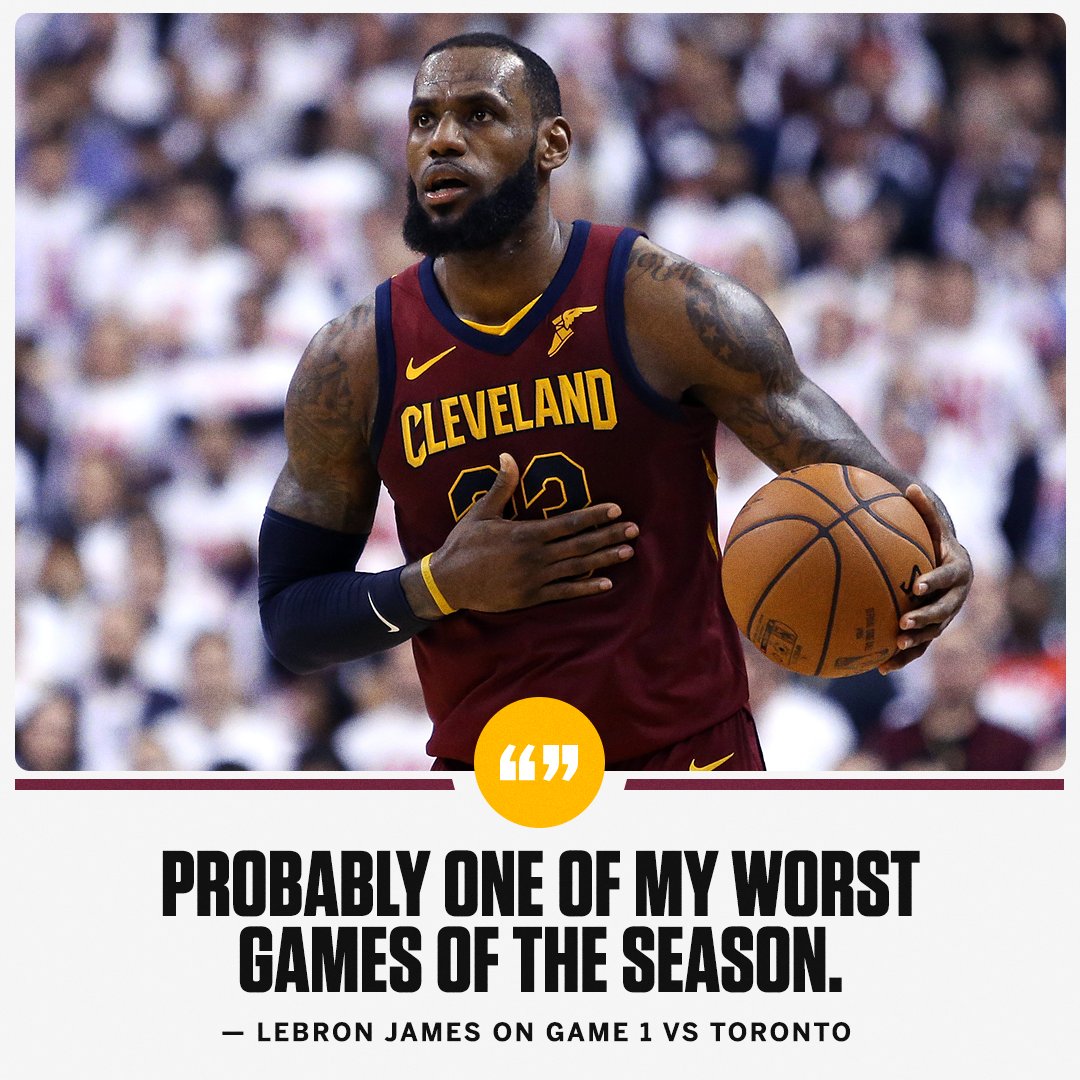 espn's tweet photo. LeBron criticized his own performance and gave credit to his teammates in their Game 1 win: https://t.co/vwQRjIGOIb