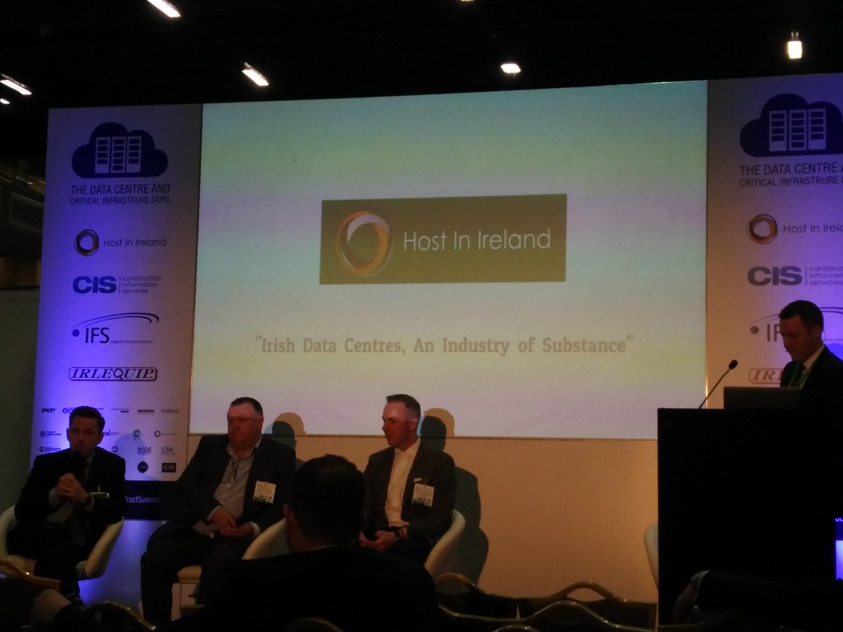 ConstructSummit's tweet photo. Brilliant panel happening now on #datacentre18 stage with @hostinireland addressing the very important questions on "Data Centres, Energy and Ireland" #Rebuild18 #constructireland https://t.co/7YOuvqw978