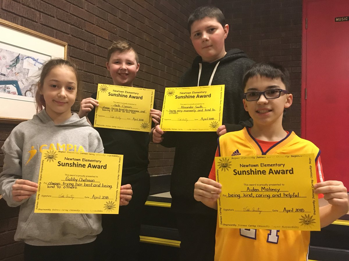 NewtownElem's tweet photo. More Sunshine Award winners today. This place is beaming with students who demonstrate respectful behaviour. https://t.co/bTzI1qdqbz