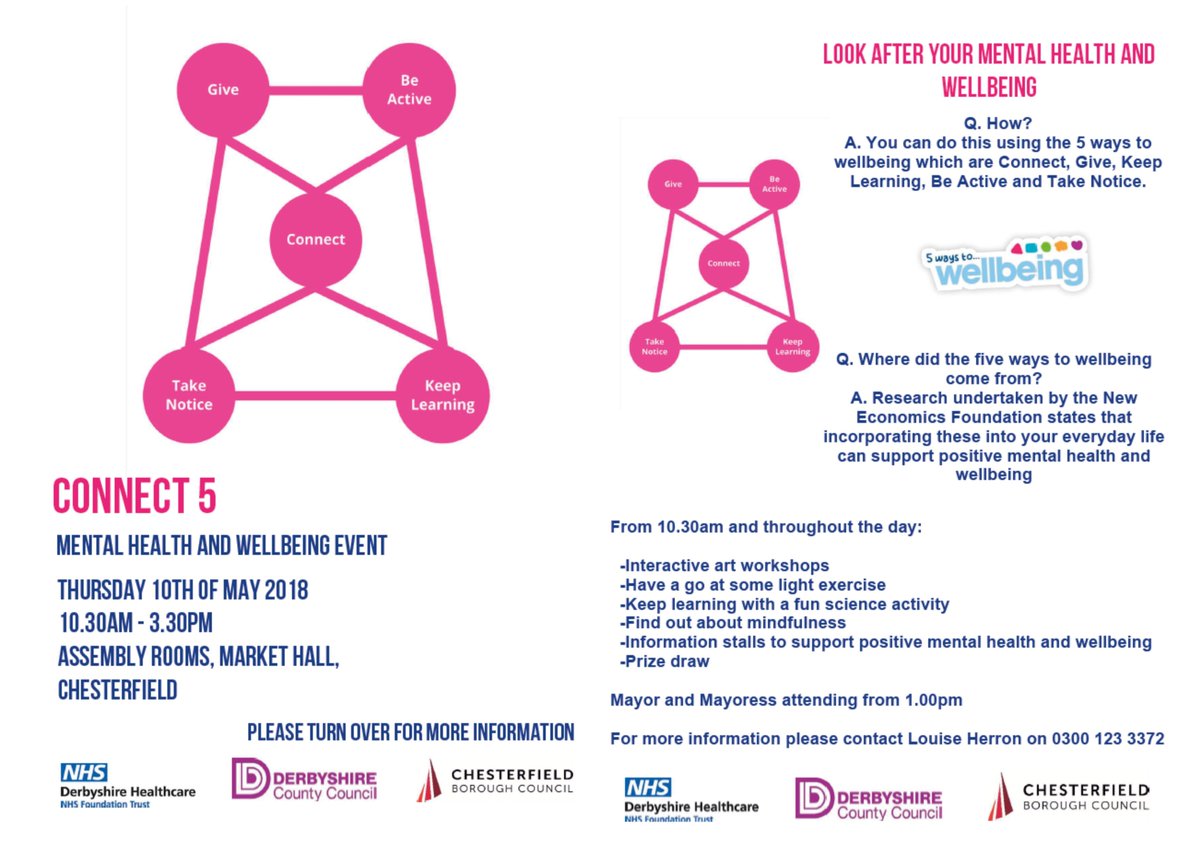 derbyshirecarer's tweet image. Connect 5 mental health and well-being event in Chesterfield next week