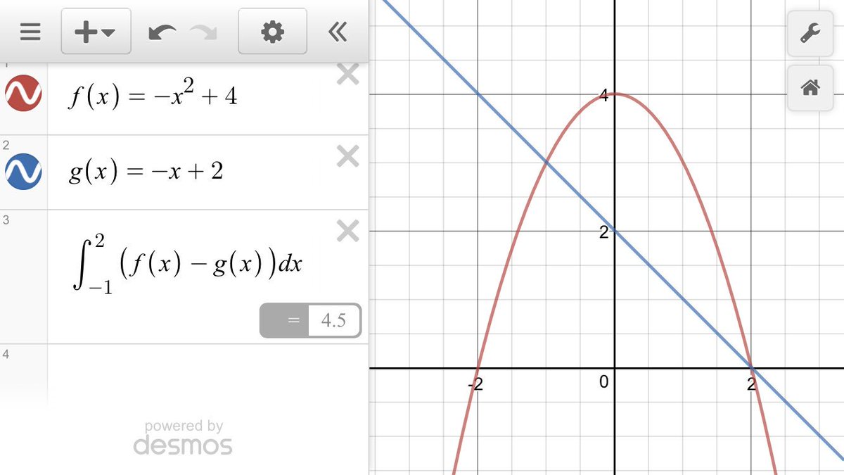 alcallbeck's tweet photo. Continuing to learn how to use Desmos to support student learning in math.  Last night it was using definite integrals to calculate the area between two curves. https://t.co/3lABIJpHBU