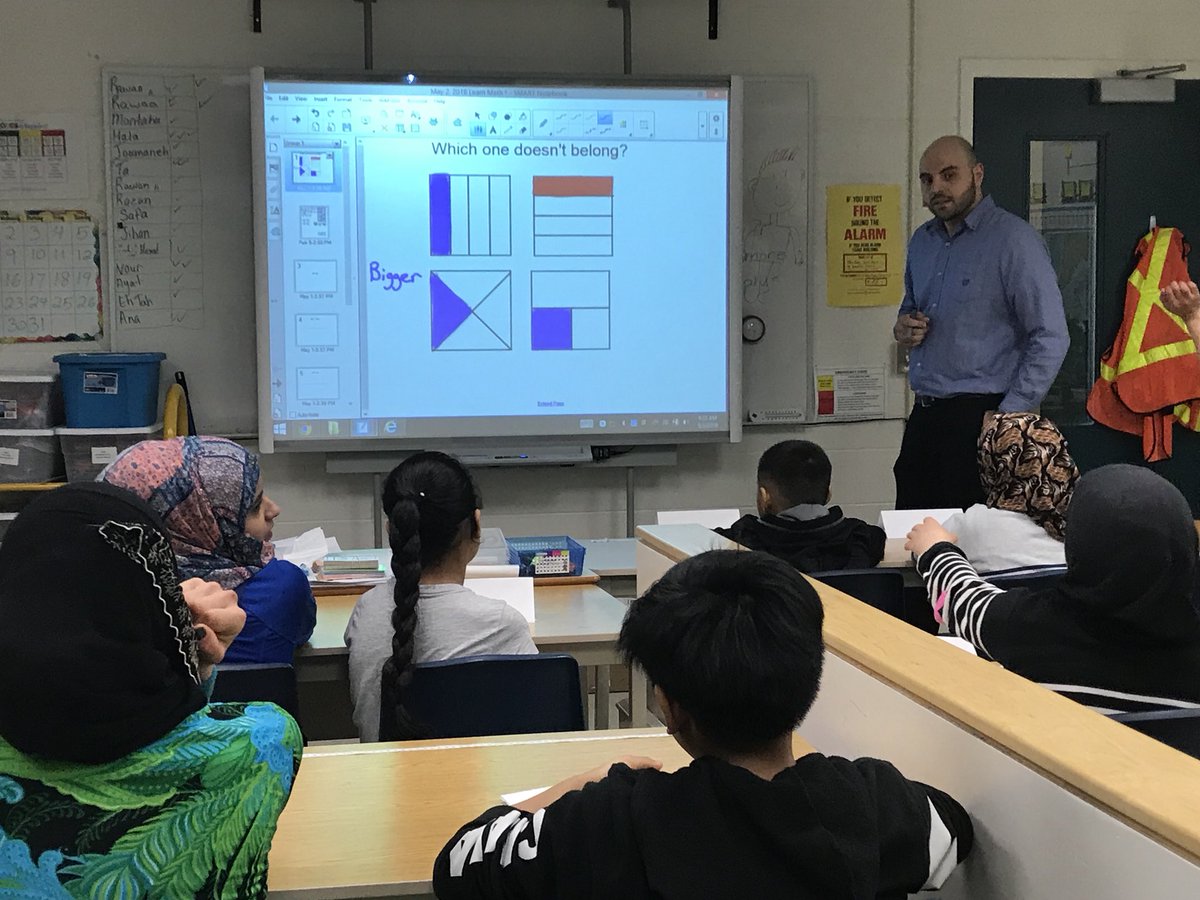 ELLtvdsb's tweet image. #ELD #LEARNtvdsb students show their thinking orally with a number talk.  Which one doesn’t belong? So much academic vocabulary.  Routine helps newcomers.  Emergent bilingual students can show what they know! #Assetbased