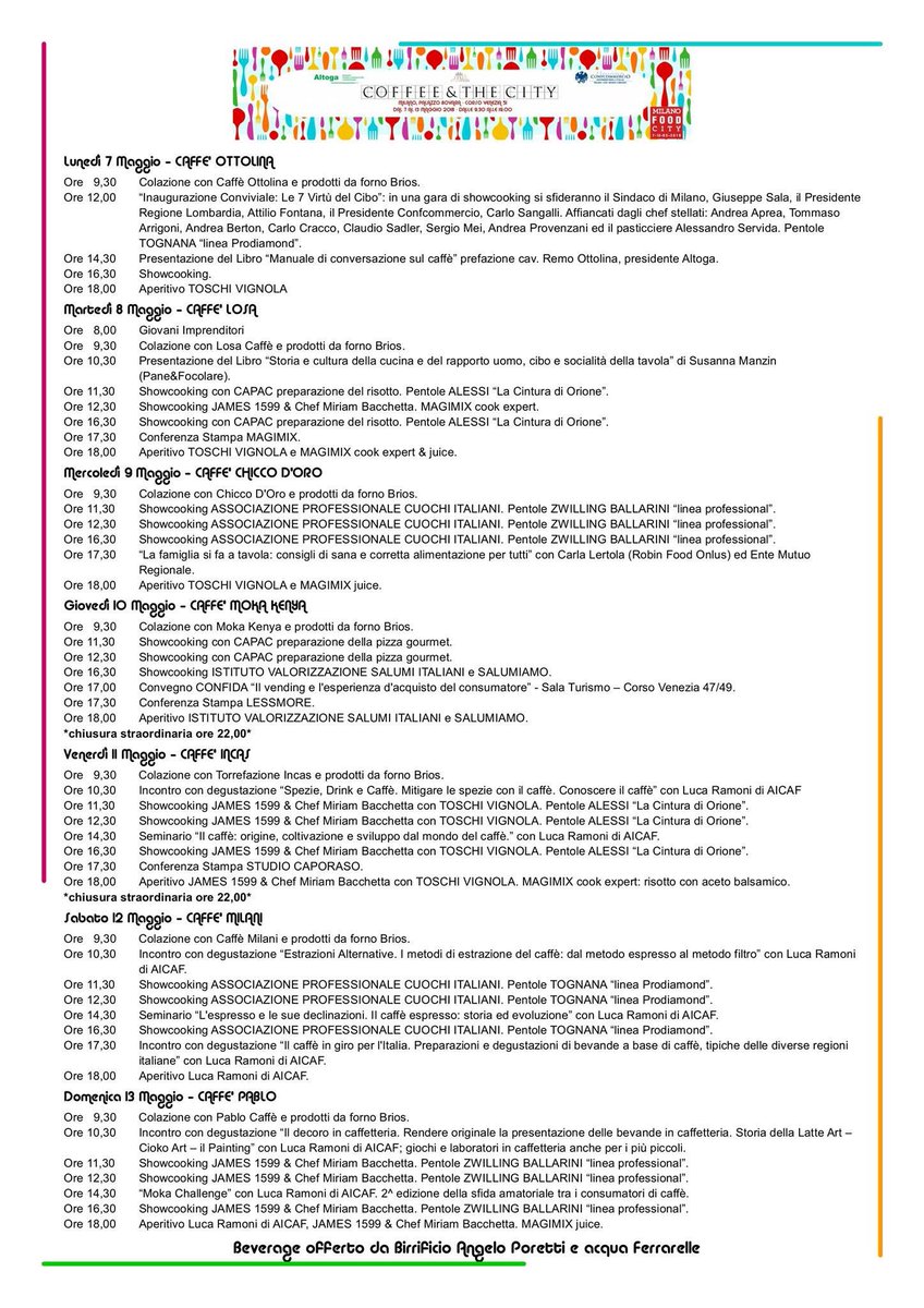 mele_nando's tweet photo. Buongiorno @Agoprime e tu che fai dal #7maggio !?! 
Il PROGRAMMA di #MilanoFoodCity 2018 e #Altoga
Coffee &amp; The City: 7 giorni di degustazioni, #showcooking e maestri del caffè
Ti aspettiamo a #PalazzoBovara dal 7-13 maggio 2018
Ingresso libero 😃
p.s. grazieee del tuo #follower https://t.co/2D3nVnqLGj