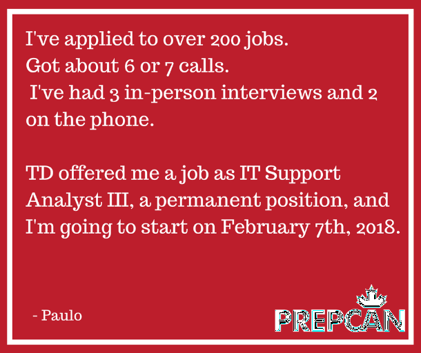 NIC_onlin's tweet photo. At #prepcan, #prearrival #employment services, we were so happy to hear from you, Paulo. Congratulations on the new #job! #WednesdayThoughts https://t.co/wofoFFtkMP
