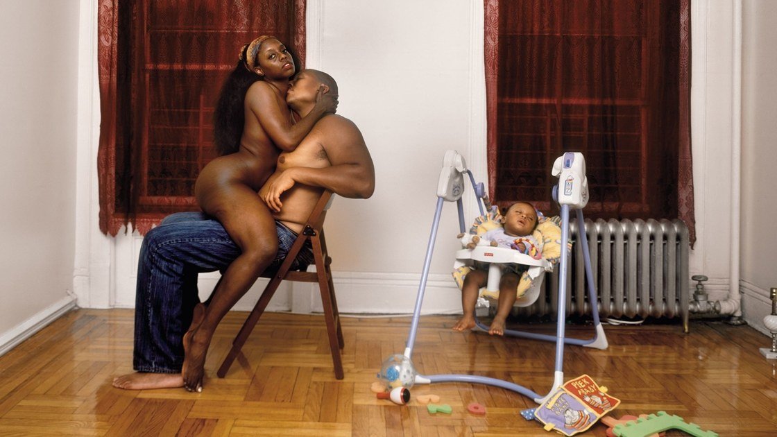 NewYorker's tweet photo. Outside a Deana Lawson portrait you might be working three jobs, just keeping your head above water, struggling. But inside her frame you are beautiful, imperious, unbroken, unfallen: https://t.co/iAxibOxrXg https://t.co/up4tGnV8ot