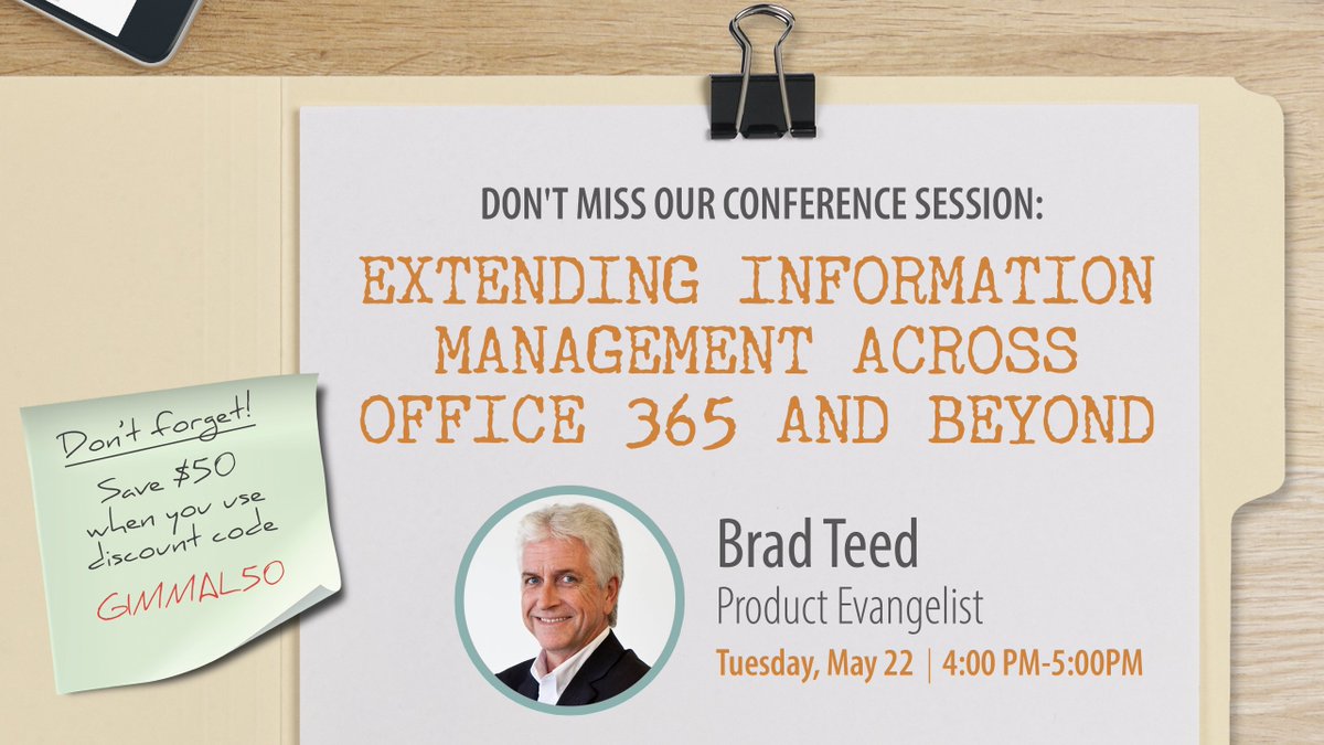GimmalSoftware's tweet photo. Don't miss our @SPConf session on the evolution of #informationmanagement with our very own @bradleyteed #SPC18 https://t.co/ZiyhZkEfil #ITPros https://t.co/F0LtcwAxsH