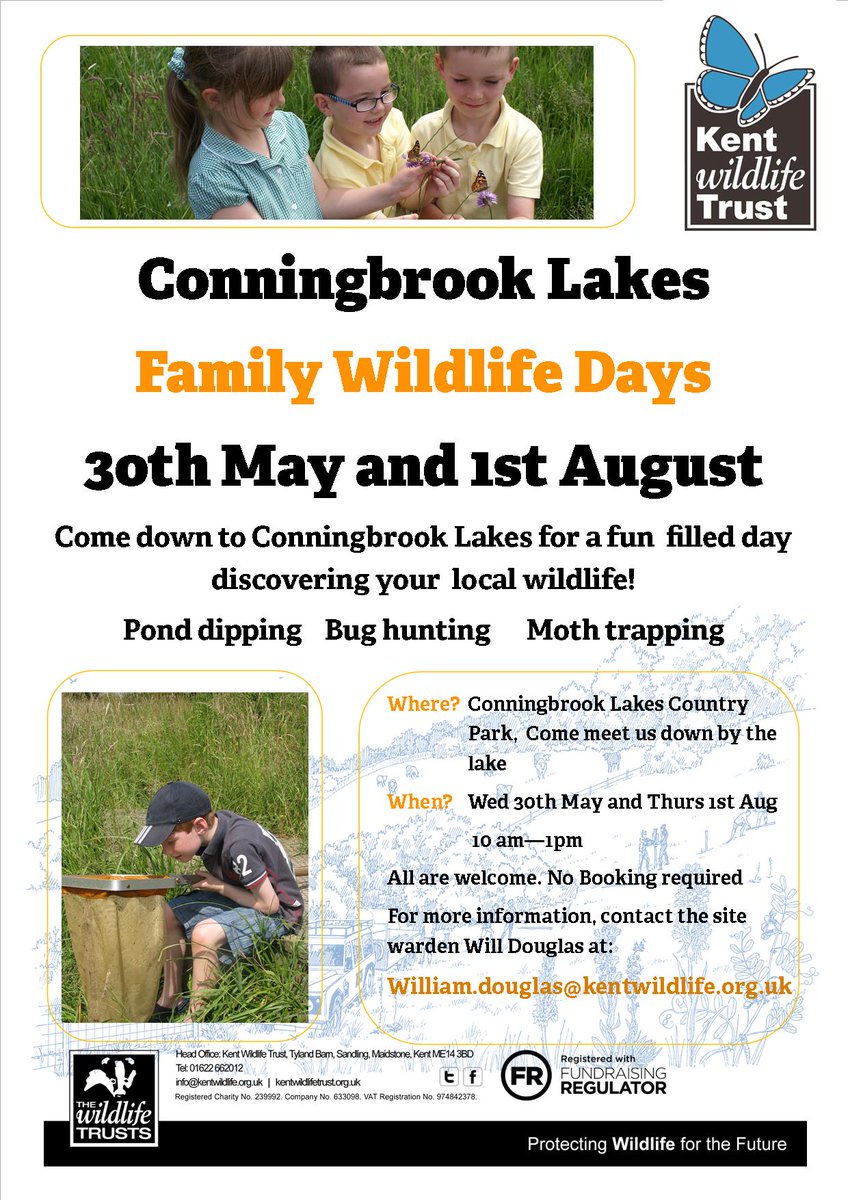 Looking for something to do during summer half term? Bring the kids to explore the wildlife in your local nature reserve on 30th May. Bug hunting, pond dipping and moth trapping drop in sessions throughout the day 10am - 1pm Conningbrook Lakes <a href="/Conningbrook/">Conningbrook Lakes</a> <a href="/KentWildlife/">Kent Wildlife Trust</a>