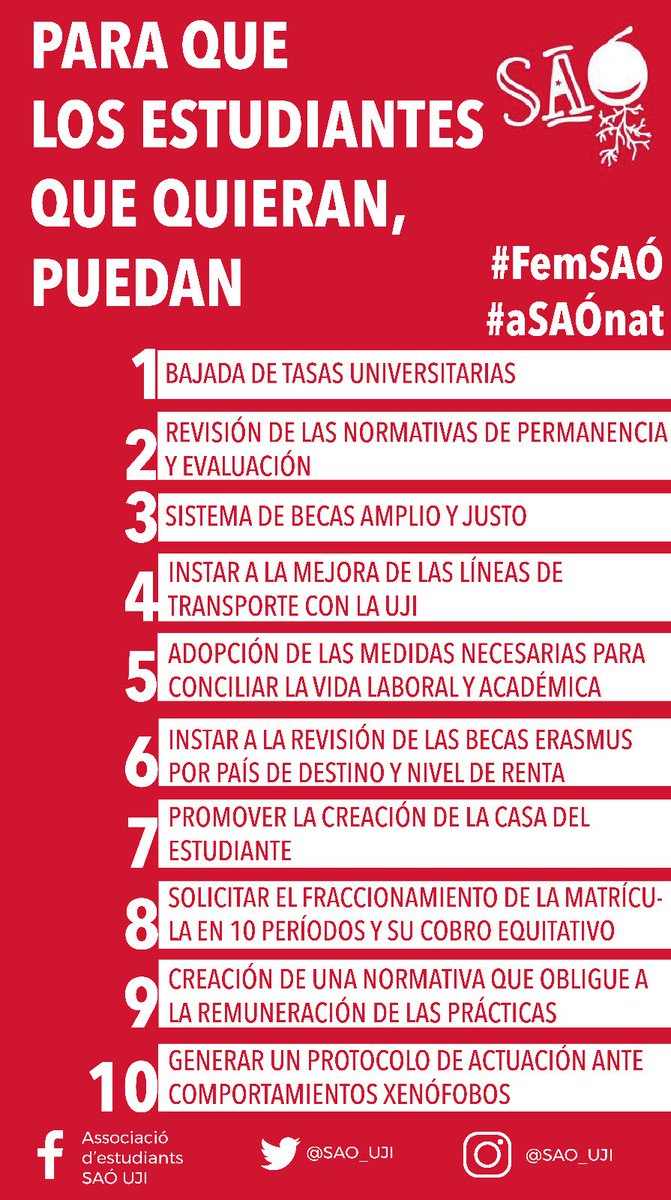 📣PERQUÈ ELS ETUDIANTS QUE VULLGUEN, PUGUEN ✊
.
📣PARA QUE LOS ESTUDIANTES QUE QUIERAN, PUEDAN ✊

#FemSAÓ #aSAÓnat