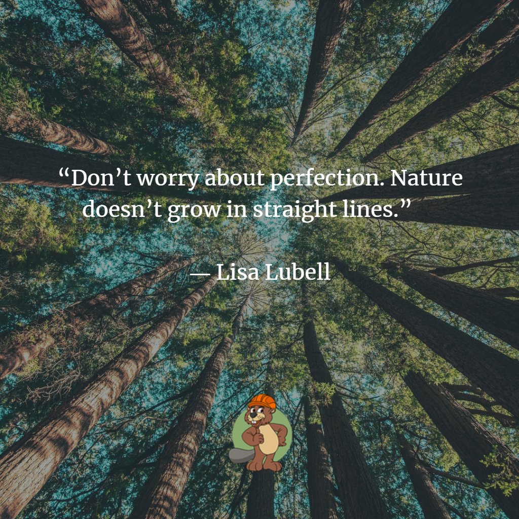 “Don’t worry about perfection. Nature doesn’t grow in straight lines.”     

― Lisa Lubell