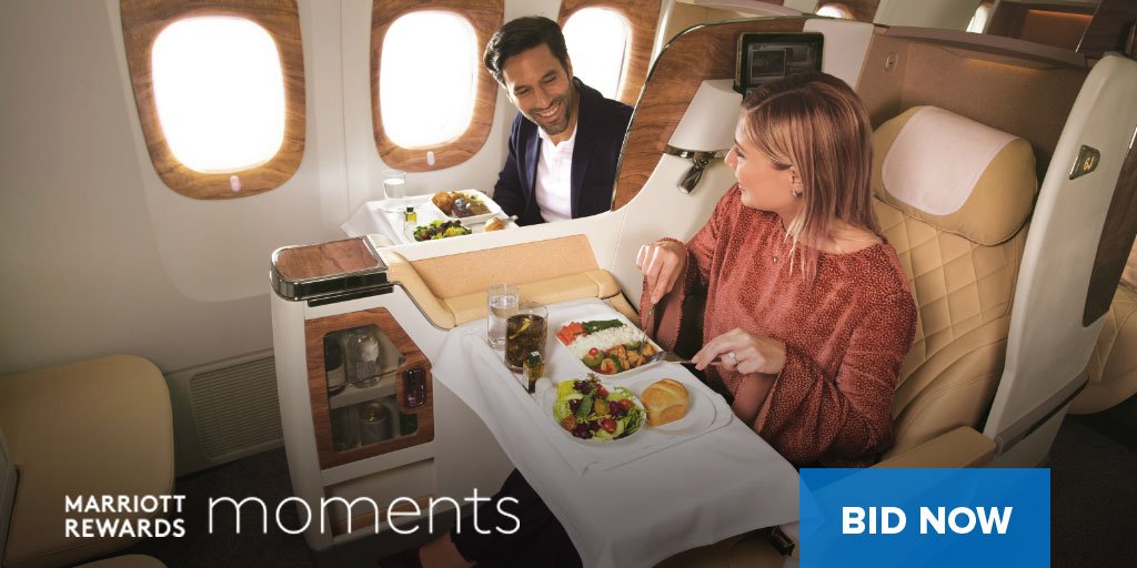 Bid your points to make history in style, and enjoy Business Class treatment for two on the inaugural @Emirates flight from Dubai to London Stansted. Then stay five nights at the luxurious Grosvenor House, a <a href="/JWMarriott/">JW Marriott Hotels</a> Hotel. Bid now: bit.ly/2I1bm51 #MembersGetIt