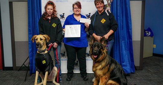 Kennelwood's tweet photo. Patty the PetMatchmaker was proud to present Kennelwood's Pet Memorial Fund Donation for April to Dogs On Duty. Founded in 2013, Dog's On Duty began providing support for working dogs.  Kennelwood is honored to assist an amazing  organization. #PetMatchmaker #workingDogs #stLouis https://t.co/GXVvEpo4ip