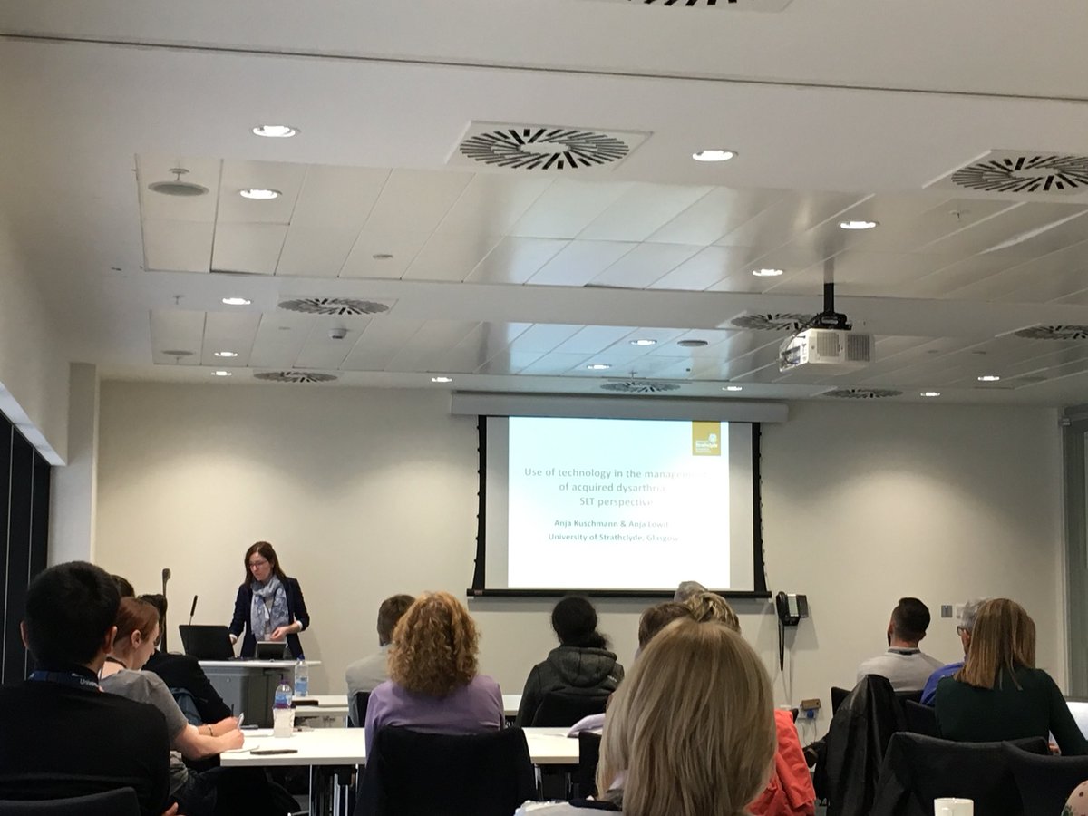 CaitLongman's tweet photo. @AnjaKuschmann Talking about the use of apps to assess and treat #dysarthria at @UniStrathclyde @EngageStrath #stroke #stroketechnology https://t.co/oJ76j7xiuA