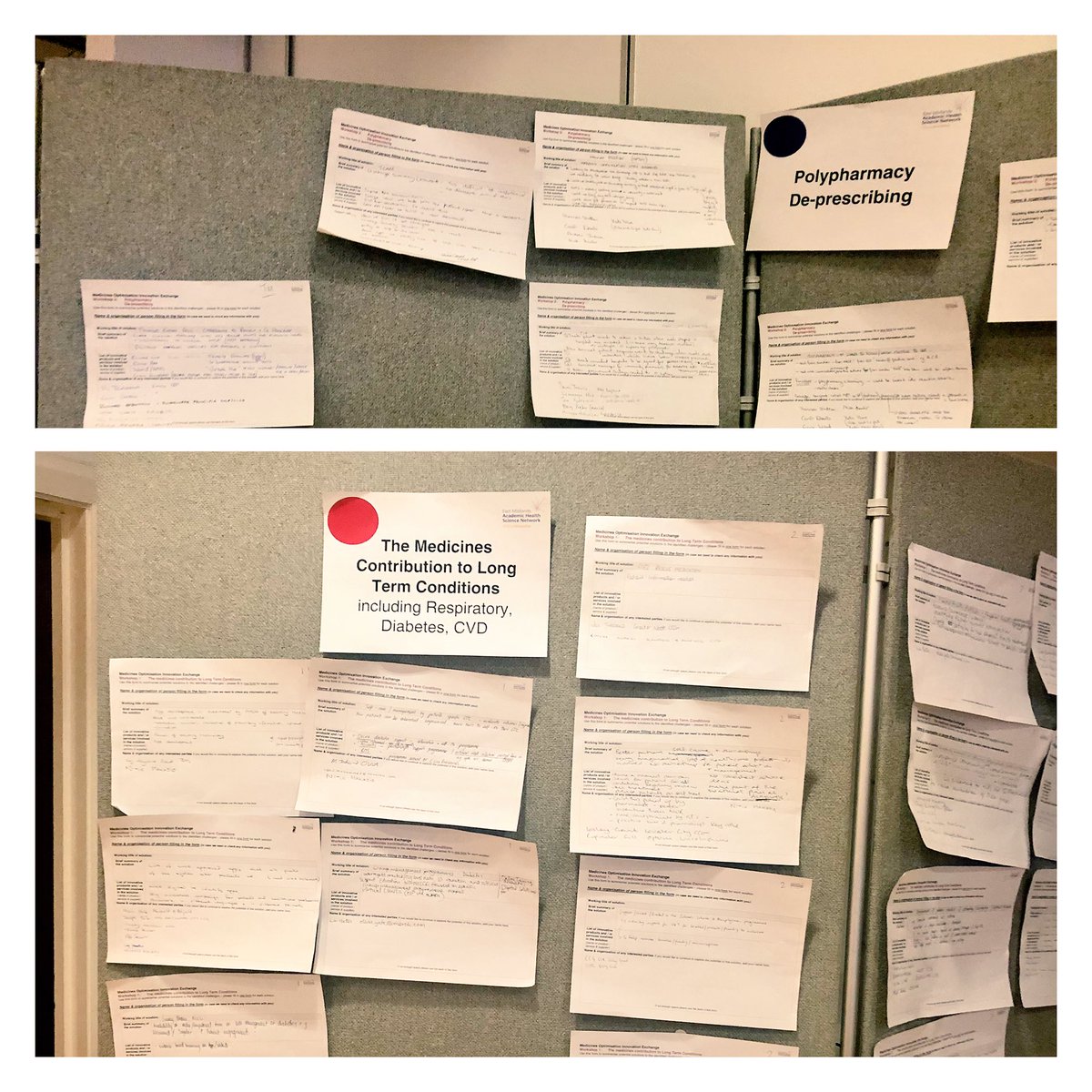 Lots of interesting solutions and discussions between #NHS, patient reps and industry from this mornings workshops on medicines contribution to long term conditions and polypharmacy. Lots of ideas captured! #EMInnovationEX #futureNHS