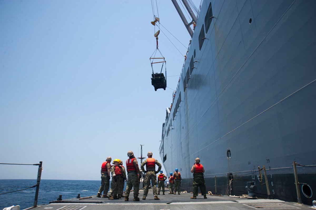 Southcom's tweet photo. The @MSCSealift #JLOTS is supporting the humanitarian exercise Beyond the Horizon, led by @ArmySouth. JLOTS is a capability to move cargo from ship to  shore, without fixed-port facilities. It supported Haiti after 2010 earthquake devastated ports there. @US_TRANSCOM #USNSBrittin https://t.co/1LKADiG99G