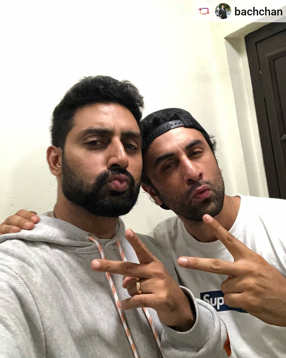 FeminaIndia's tweet photo. Jr. Bachchan slaying that pout with Jr. Kapoor #poutperfect
#Repost @juniorbachchan #RanbirKapoor https://t.co/2Npsm5dQls