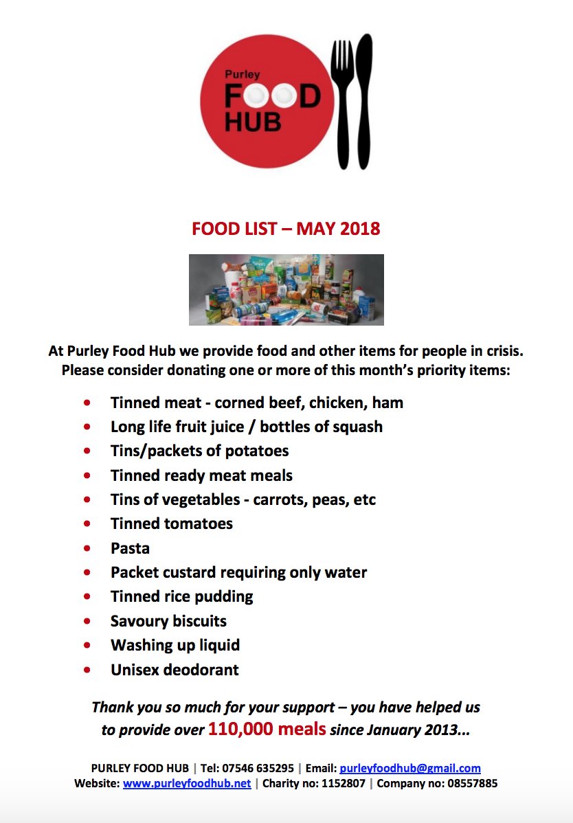 CCC (@croydonnbrhoods) on Twitter photo Purley Food Hub - May 2018 - plea for most needed items after busiest ever April croydoncc.wordpress.com/2018/05/01/pur… via <a href="/PurleyFoodHub/">Purley Food Hub</a> Purley Food Hub - May 2018 - plea for most needed items after busiest ever April croydoncc.wordpress.com/2018/05/01/pur… via <a href="/PurleyFoodHub/">Purley Food Hub</a>