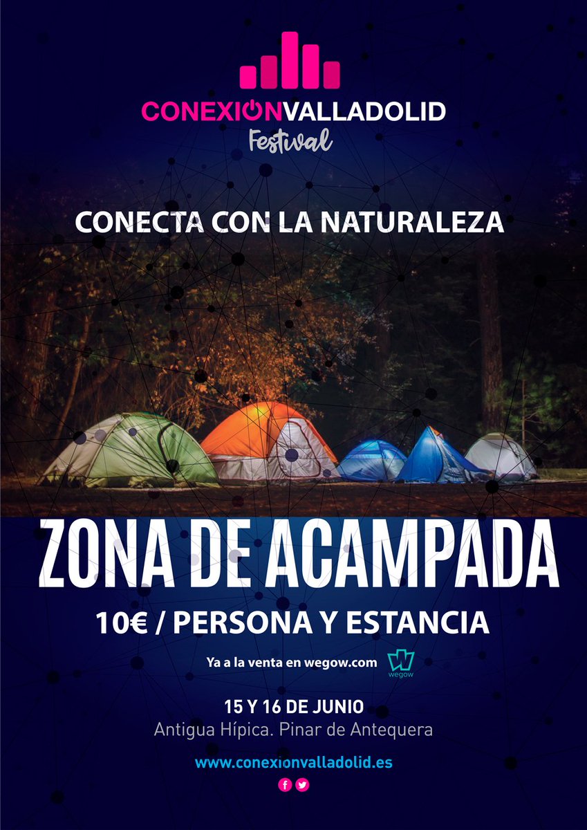 ¿No sabes dónde alojarte durante el #festival? Te proponemos el #camping justo al lado del recinto o la comodida de un hotel. Info y descuentos aquí 👉 conexionvalladolid.es/alojamiento/ <a href="/pasioneventos/">paSiÓn eventos</a> <a href="/wegowES/">wegowes</a> <a href="/valladolidhotel/">Hoteles Valladolid</a> <a href="/AyuntamientoVLL/">Ayto. de Valladolid</a> <a href="/infoVLL/">Turismo Valladolid</a> #Valladolid
