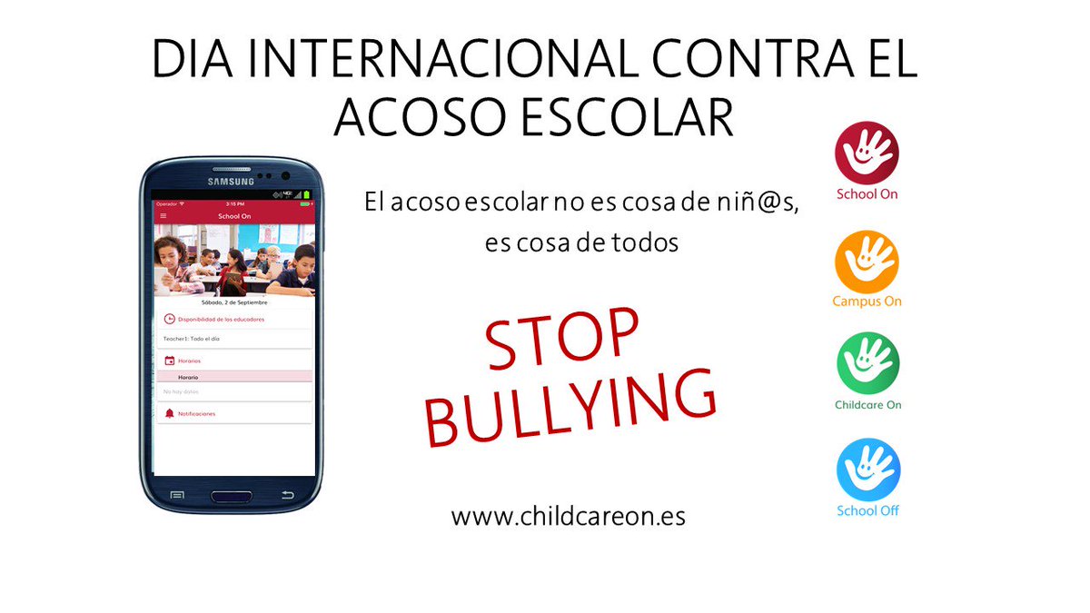 Childcare_On's tweet photo. El acoso escolar no es cosa de niñxs, es cosa de todos. En Childcare On lo tenemos muy claro, por ello ayudamos activamente a que se expresen cuando están viviendo un caso de bullying 
#AcosoEscolar #bullying #stopacoso #apps #seguridadescolar #stopbullying https://t.co/5rhtvgY2YD