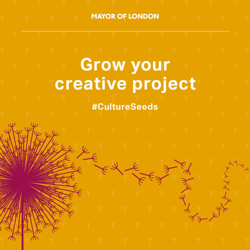 LDN_Culture's tweet photo. Applications are now open for #CultureSeeds, our brand new £1m micro-grants programme which aims to bring bright ideas to life by supporting creativity in all of London’s communities. Find out more and apply now https://t.co/jVICgoI1YC https://t.co/Y5XAhx0rJL
