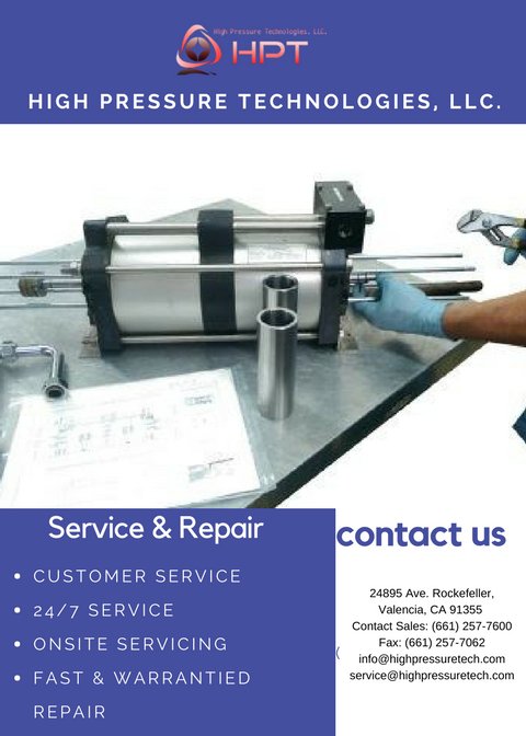 High Pressure Technologies offers you the 24/7 fast &amp; warrantied repair on all maximator products like Gas Booster, Air Amplifier &amp; Liquid Pumps. To know more:- bit.ly/2FAh88n