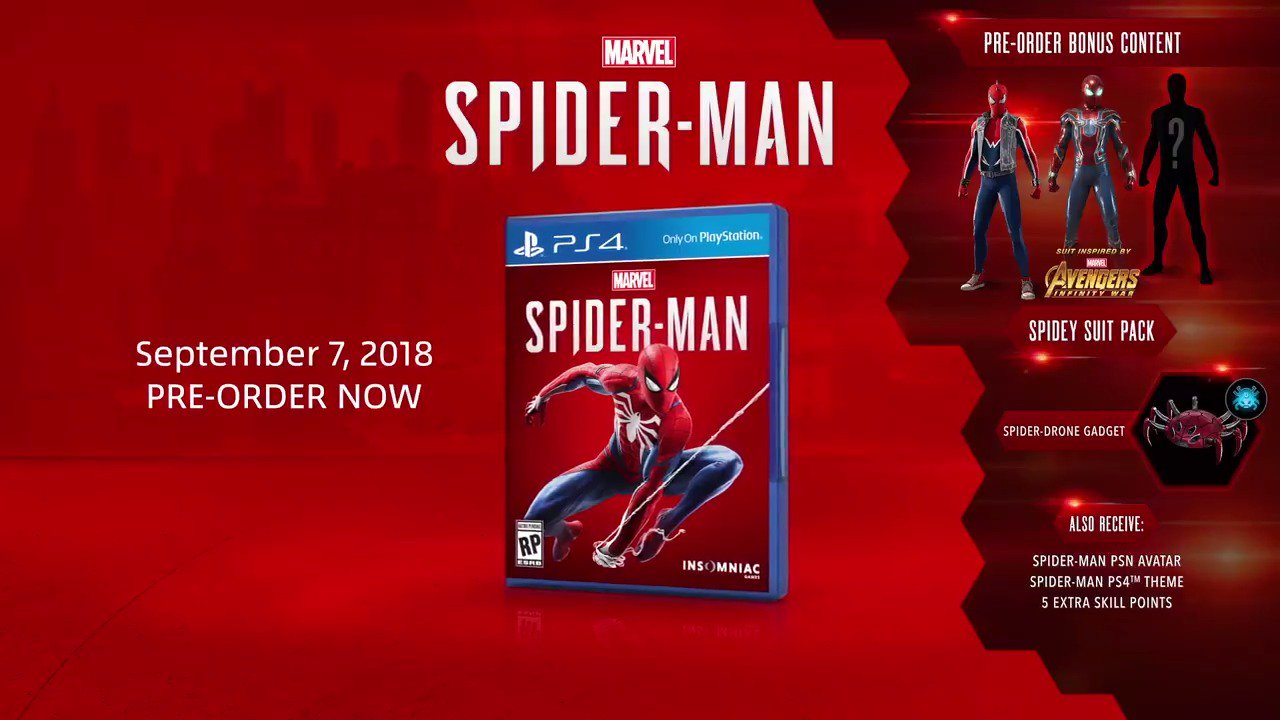 Insomniac Games on Twitter: "Get early to the Spider-Punk and Iron Spider well as one to be revealed later) when you pre-order # SpiderManPS4! #InfinityWar #SpiderMan https://t.co/w3bJhfU6Vm https://t.co/O0O49TQs5K" / Twitter