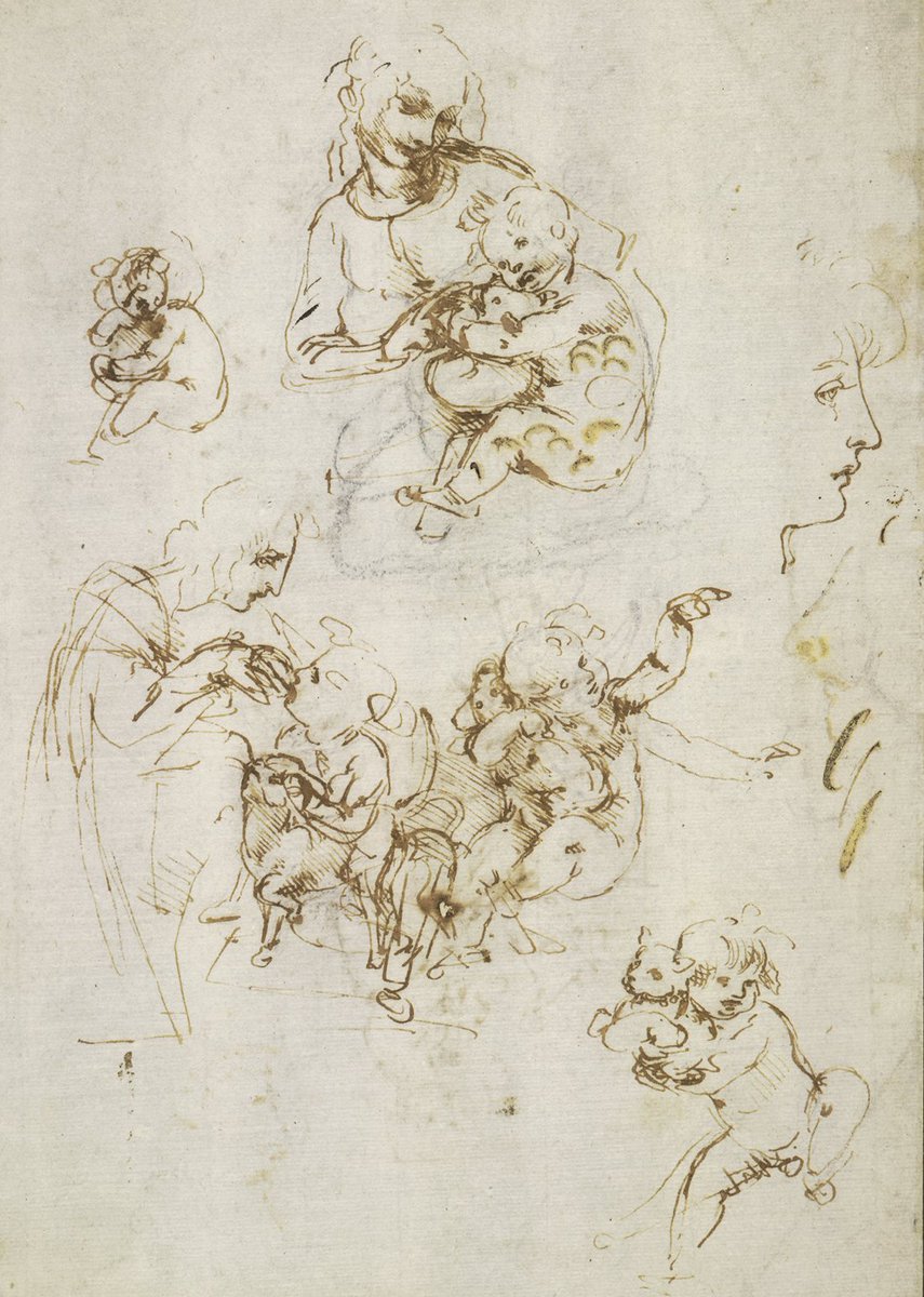Leonardo da Vinci died #onthisday in 1519. He made a number of sketches depicting the infant Christ playing with a reluctant-looking cat – shown here with the Virgin Mary watching on ow.ly/RfTZ30jNhrs