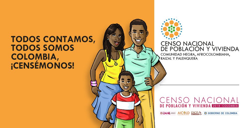 AICOLD's tweet photo. Todos en tu familia cuentan, todos somos Negros, Afrocolombianos, Raizales y Palenqueros, ¡ Contémonos! #Censo2018 @DANE_Colombia https://t.co/fHACNeYp7x