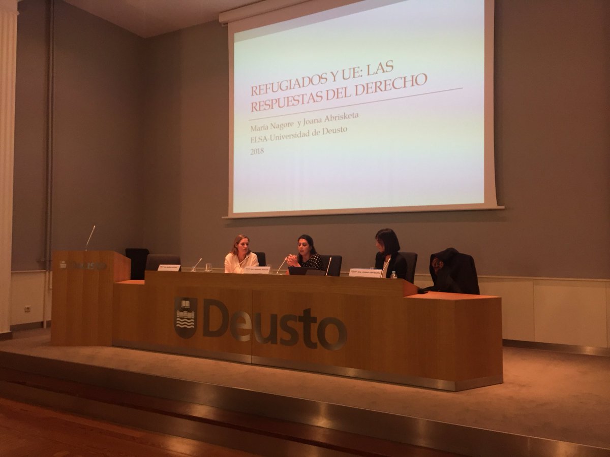 DerechoDeusto's tweet photo. En la Conferencia sobre “Refugiados y la #UnionEuropea. Las respuestas del Derecho” con la participación de las profesoras Joana Abrisketa y María Nagore  

#JeanMonnet #EUCLIPE #SAPIA https://t.co/BHQXyZYMqV